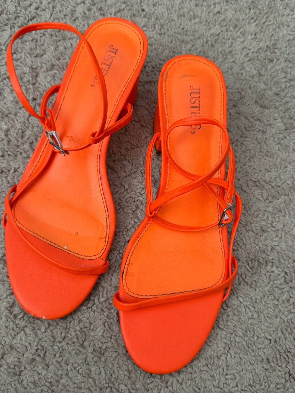 JustFab Neon Orange Strappy Heeled Sandals